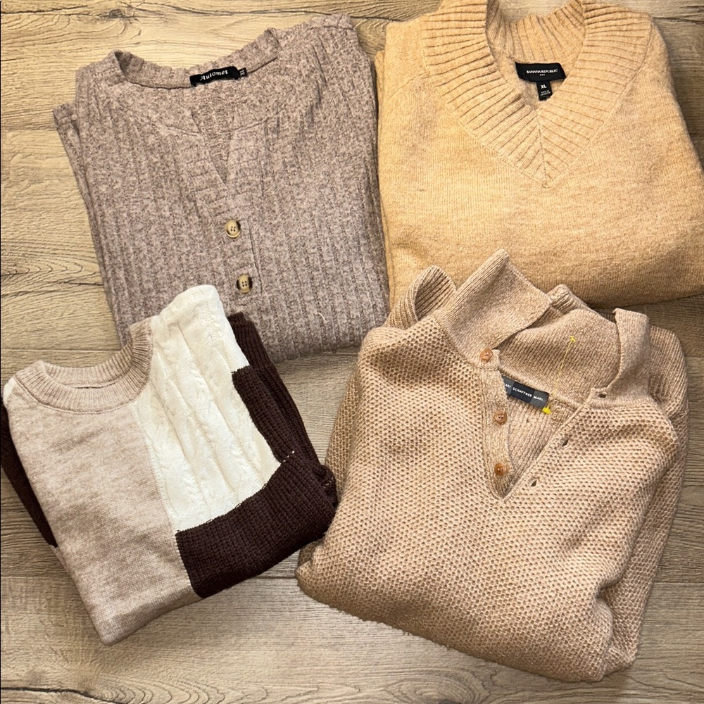 Set of Women’s Beige Crew & Scoop neck- miscellaneous brands